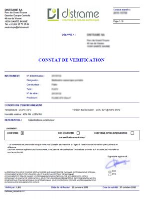 PV-FLK-TIS60PLUS-9HZ | Constat de vérification pour caméra infrarouge 