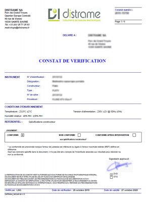 PV-FLK-TIS60PLUS-9HZ | Constat de vérification pour caméra infrarouge 