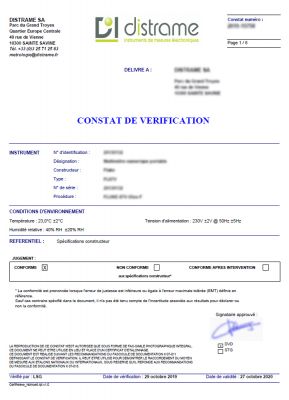 PV-FLK-TIS20PLUS-9HZ | Constat de vérification pour caméra infrarouge 