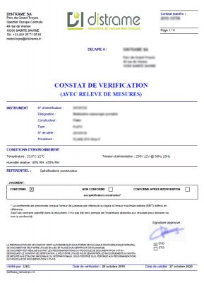 PR-MTX3292-B | Constat de vérification avec relevé des mesures 