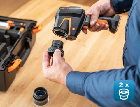 05638830 | Cam&eacute;ra thermique Testo 883-1 KIT, accu suppl&eacute;mentaire et station de charge, objectif std 30&deg;x23&deg; + t&eacute;l&eacute;obj. 12&deg;x9&deg;