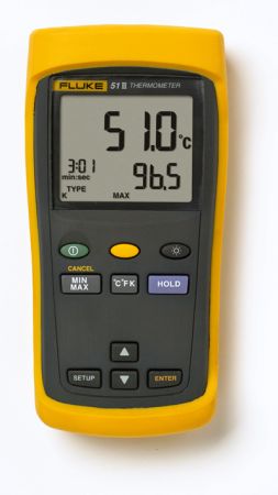 FLUKE-51-2-60HZ | Thermomètre num entrée simple couples - entrée simple / type TC : J, K, T, E, enregis. Min/ Max/moyenne