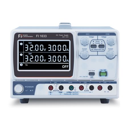 FI1633 | Alimentation numérique 3 voies 2x [32 V / 3 A] et 5 V / 5 A fixe, puissance 217 W 