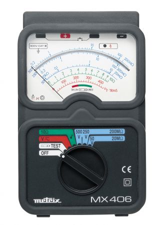 MX0406B | Contrôleur d'isolement analogique 200 MΩ, tension d'essai jusqu'à 500 V 