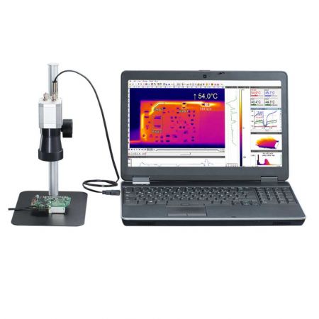 OPTPI64ILT-MO44 | Caméra thermique PI640i avec objectif microscope  (IFOV 28 µm), système de fixation, statif ESD et logiciel