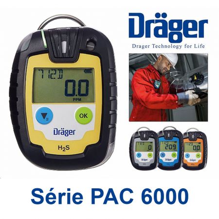 PAC-6000-SERIE | Détecteurs monogaz individuels Dräger série PAC-6000, CO, O2, H2S, SO2, certifiés ATEX, usage unique