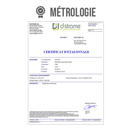 PE-FI225MP | Certificat d'étalonnage pour FI 225MP 
