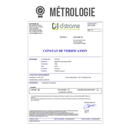 PV-FI2000-2 | Constat de vérification pour pince multimètre FI 2000-2 