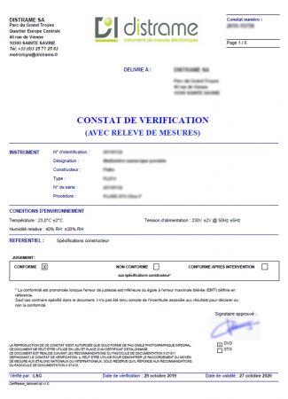 PR-FI716CI | Constat de vérification avec relevé de mesures pour pour multimètre et contrôleur d'isolement numérique