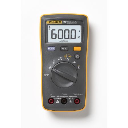 FLUKE-107/EUR | Multimètre numérique de poche Fluke 107, RMS AC, 6 000 pts, 600 V CAT III 