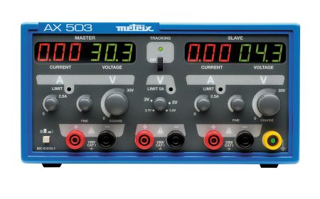AX0503 | Alimentation numérique triple 2x [30 V / 2,5 A] et 1x [2,7 à 5,5 V / 5 A] 