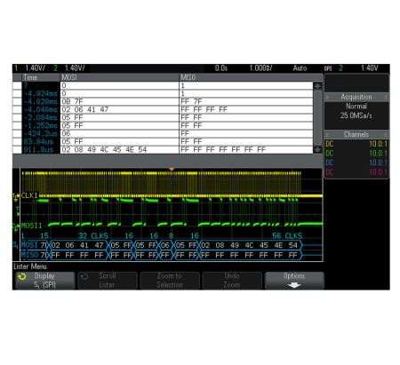DSOX2EMBD | Option de déclenchement et d'analyse série I²C / SPI 