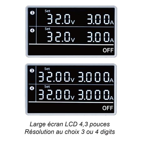 FI1643 | Alimentation numérique 4 voies 2x [32 V / 3 A], 15 V / 1 A, 5 V / 1 A, puissance 212 W 