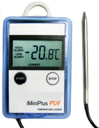 MU-OE-D-16-L | Enregistreur miniature de température -40°C à 70°C, capteur externe et rapport au format PDF