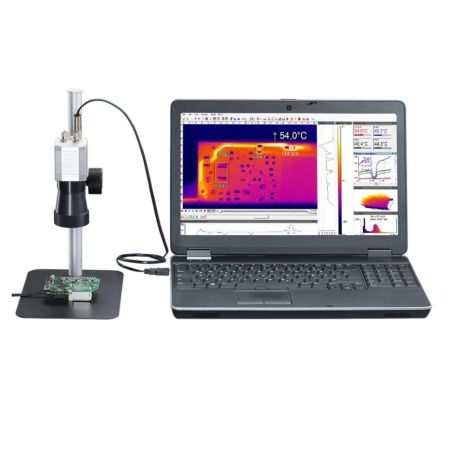OPTPI64ILT-MO44 | Caméra thermique PI640i avec objectif microscope (IFOV 28 µm), système de fixation, statif ESD et logiciel