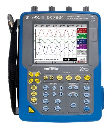 OX7204-CSD | Oscilloscope numérique portable, 4 voies 200 MHz, 2,5 Géch/s, 2 500 points 