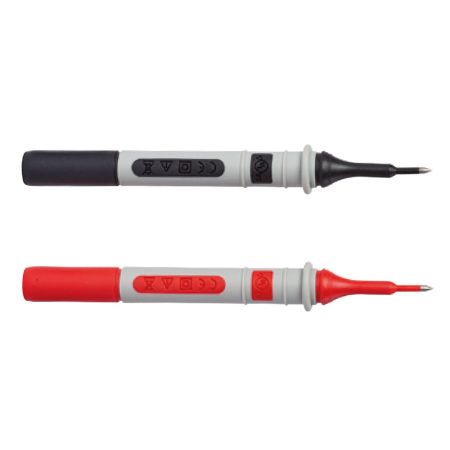 P01295491Z | Jeu de 2 pointes de touche R/N Ø2 mm surmoulées, 1 000 V CAT IV, fiche femelle Ø4 mm, pour systèmes sur rail DIN