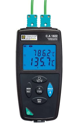 P01654822 | Thermomètre 2 voies à thermo couple (K / J / T / E / E / N / R / S) CA 1822 
