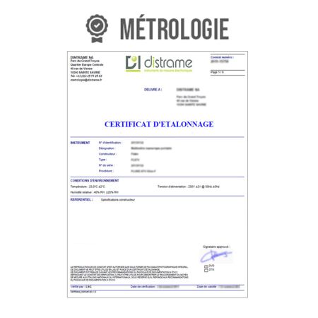 PE-FI2000-2 | Certificat d 'étalonnage pour pince multimètre FI 2000-2 
