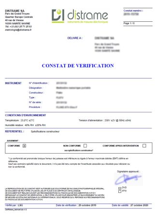 PV-FLK-TIS60PLUS-9HZ | Constat de vérification pour caméra infrarouge 
