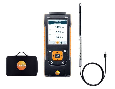 05634400 | Kit à fil chaud avec un analy- seur de climat Testo 440, avec sonde à fil chaud dans une sacoche
