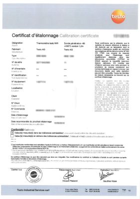 05200194 | Certificat d'étalonnage ISO en aspiration et soufflerie (150/ 300/450/600/750/900/1 050/ /1 200/1 350/1 500 Nm³/h)