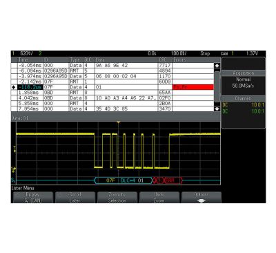 DSOX3AUTO | Déclenchement et analyse CAN / LIN, pour les oscilloscopes des séries DSOX / MSOX 3000 