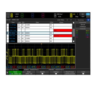 DSOX4AERO | Option de déclenchement et d'analyse série MIL-STD 1553 et ARINC 429 
