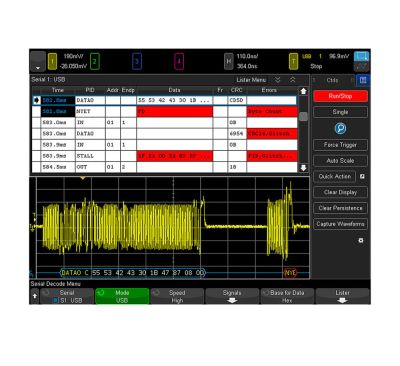 DSOX4USBH | Option de déclenchement et d'analyse série USB haute vitesse 
