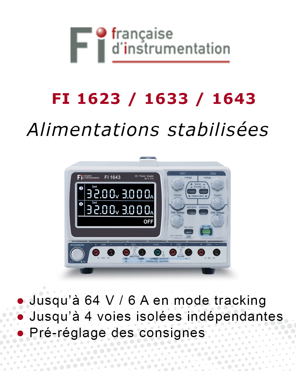 Alimentations stabilisées Française d'instrumentation série FI 16xx